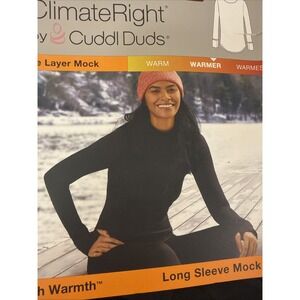 Climate Right Cuddl Duds Women's Long Sleeve Mock Neck Size Small Black NWT